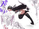  1girl ass black_hair black_legwear female iroha_(samurai_spirits) maid maid_headdress running sketch sweat weapon 