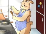  :&lt; apron blush clothing cooking egg lagomorph male mammal nude obese overweight rabbit red_eyes salt solo standing 萌の傻蛋熊 