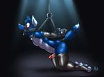  2016 amber_eyes anthro bdsm black_nose blue_fur blue_hair blue_tail bluecoffeedog blush bondage bound butt canine chest_tuft claws clothing collar countershading dipstick_tail dog drooling elbow_gloves erection eyebrows face_harness fur gag gagged gloves hair hands_behind_back harness humanoid_penis kneeling legwear liberty_(bluecoffeedog) male mammal mostly_nude multicolored_fur multicolored_tail navel open_mouth penis pink_penis pink_tongue precum raised_tail ring_gag rubber saliva short_hair side_view solo stockings submissive sweat tail_ring tail_wraps tongue tongue_out tuft two_tone_fur two_tone_tail vein veiny_penis white_fur wraps 
