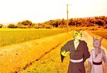  aged_up cat clothing farm feline hand_holding japanese_clothing kimono male male/male mammal morenatsu shin_(morenatsu) smile tiger torahiko_(morenatsu) walking 