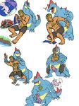  bamfzagoon feraligatr fused human legendary_pok&eacute;mon mammal mew nintendo pok&eacute;mon transformation video_games 