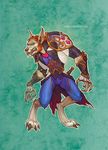  anthro armor canine claws clothed clothing dagger fur hair humanoid liberlibelula_(artist) male mammal melee_weapon pauldron simple_background snarling solo standing teeth toe_claws video_games warcraft weapon were werewolf wolf worgen 