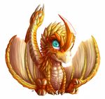  ambiguous_gender capcom chibi chibity claws feral flying_wyvern hi_res horn membranous_wings monster_hunter orange_scales scales scalie seregios simple_background solo teal_eyes toe_claws video_games white_background wings wyvern 