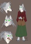  anthro canine claws clothed clothing dress female fur green_eyes hair humanoid long_hair mammal shawl simple_background sketch smile snarling solo toe_claws video_games vikingcarrot_(artist) warcraft were werewolf wolf worgen 