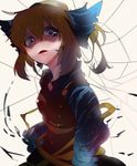  blonde_hair bow brown_dress dress hair_bow highres ikurauni kurodani_yamame long_sleeves looking_at_viewer open_mouth shaded_face short_hair silk solo spider_web tied_hair touhou 