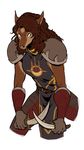  anthro armor canine clothed clothing daggers female fur hair long_hair mammal melee_weapon simple_background solo vessss_(artist) video_games warcraft weapon were werewolf wolf worgen 