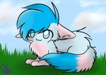  anime_styled cloud cute ezpups feral grass looking_at_viewer nature solo 