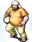  american_ringo animal_ears arm_hair beard bunny_ears dango facial_hair fat fat_man floppy_ears food genderswap genderswap_(ftm) male_focus mochi no_pupils orange_shirt pants ringo_(touhou) sandals shirt toes touhou wagashi white_eyes yellow_pants yuugatou_(yuuzutu) 