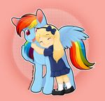  biscuitmango_(artist) blonde_hair blue_feathers clothing cutie_mark equine feathered_wings feathers female feral friendship_is_magic fur hair horse human mammal multicolored_hair my_little_pony not_furry pegasus pony rainbow_dash_(mlp) rainbow_hair wings 