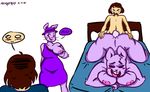  angstrom breasts brown_hair butt eyes_closed female hair human interspecies lagomorph licking licking_lips male male/female mammal protagonist_(undertale) rabbit rabbit_shopkeeper sex tongue tongue_out undertale video_games 