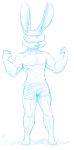  abs biceps clothed clothing flexing lagomorph line_art male mammal muscular muscular_male pecs rabbit solo topless vr_headset w4g4 