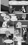  anthro canine clothed clothing comic dialogue digital_media_(artwork) disney english_text female fox hi_res jack_savage judy_hopps lagomorph male mammal monochrome nick_wilde pandazooka_(artist) rabbit speech_bubble tagme text zootopia 