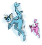  2016 alternate_color anthro anthrofied areola bent_over blue_eyes blue_skin breasts butt eeveelution english_text female fin gaias-pitch-black-reborn-crow multi_breast nintendo nipples nude pawpads pink_pawpads pink_skin pok&eacute;mon pok&eacute;morph purple_nipples purple_skin raised_tail shiny_pok&eacute;mon signature simple_background solo text vaporeon video_games white_background 