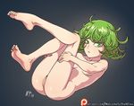  bad_id bad_tumblr_id barefoot curly_hair feet flat_chest floating green_eyes green_hair looking_at_viewer lying noise_tanker nude on_back one-punch_man patreon_logo patreon_username pussy short_hair soles solo tatsumaki toes watermark web_address 
