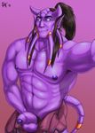  2015 abs armpit_hair balls biceps black_hair blue_nipples clothed clothing digital_media_(artwork) draenei flaccid front_view glowing glowing_eyes gradient_background hair hairband half-length_portrait holding_balls horn humanoid humanoid_penis looking_at_viewer male muscular muscular_male navel nipples open_pants pecs penis pointy_ears ponytail portrait precum presenting presenting_penis pubes purple_skin rov selfie signature simple_background smile solo tail_ring tentacles topless uncut vein veiny_penis video_games warcraft 