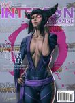  alternate_costume artstation_sample breasts center_opening cleavage cover drill_hair glowing glowing_eye han_juri hand_on_hip highres image_sample large_breasts looking_at_viewer magazine_cover muhammed_ansar_ali nail_polish realistic solo street_fighter street_fighter_iv_(series) twin_drills 