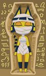  animal_crossing ankha anthro breasts cat eyelashes eyes_closed feline female mammal minus8 mummy nintendo sarcophagus solo undead video_games 