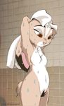 anthro breasts digital_media_(artwork) disney fan_character grummancat jackie_hopps_(grummancat) lagomorph mammal navel nude pubes rabbit shower towel wet zootopia 