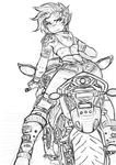  anthro clothing female friendship_is_magic greyscale hair looking_back monochrome motorcycle my_little_pony piercing rainbow_dash_(mlp) sketch skycrown tagme wide_hips 