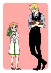  1boy 1girl age_difference blonde_hair breasts cleavage nami_(one_piece) one_piece orange_hair sanji smile 