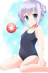  blue_eyes blue_hair braid competition_school_swimsuit double_bun gochuumon_wa_usagi_desu_ka? kafuu_chino karaage3 one-piece_swimsuit school_swimsuit sitting solo swimsuit wariza 