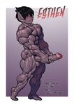  abs balls biceps big_penis black_hair blush erection goblin hair humanoid male model_sheet muscular nude pecs penis pointy_ears pokkuti red_eyes 