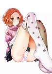  brown_eyes brown_hair floral_print hijiri_ruka okumura_haru panties pantyhose persona persona_5 print_legwear short_hair shuujin_academy_uniform skirt solo underwear white_panties 