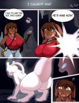  anthro big_breasts big_butt breasts brown_eyes brown_fur butt clothing comic dialogue duo female freckles_(artist) fur huge_breasts lagomorph legendary_pok&eacute;mon male mammal mewtwo nintendo nude pok&eacute;mon rabbit soto_(character) video_games 