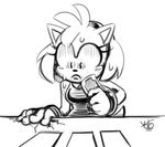  amy_rose cards female hedgehog mammal monochrome solo sonic_(series) sweat unknown_artist 
