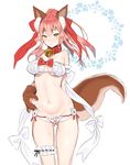  animal_ears arm_behind_back ass_visible_through_thighs bell bell_collar blush bra breasts breasts_apart cat_ears cat_paws cat_tail collar fate/grand_order fate_(series) garters gloves highres large_breasts long_hair looking_at_viewer navel nito_(siccarol) panties paw_gloves paws pink_hair plump ponytail solo sweatdrop tail tamamo_(fate)_(all) tamamo_cat_(fate) underwear white_bra white_panties yellow_eyes 