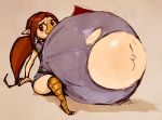 2018 animal_humanoid avian avian_humanoid beak belly big_belly blush blush_sticker clothing colored_sketch female hair humanoid hyper hyper_belly medli navel nintendo nose_beak outie_navel pointy_ears ponytail red_eyes red_hair rito simple_background sitting solo susfishous the_legend_of_zelda torn_clothing video_games wind_waker 