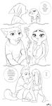  black_and_white canine claws clothed clothing comic disney english_text female flower fox fur hair judy_hopps lagomorph long_ears male mammal monochrome nick_wilde plant rabbit rose simple_background smile speech_bubble spintherella standing text zootopia 