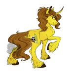  2015 brown_hair cutie_mark equine fan_character female fur green_eyes hair hooves horn looking_at_viewer luna68 mammal my_little_pony simple_background solo teeth unicorn white_background wolvye yellow_fur 