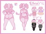  blue_eyes breasts canine clothed clothing dog ethrio ethrio_(character) ethriol female fur heart_nipples mammal model_sheet multicolored_fur nude pink_fur slightly_chubby solo two_tone_fur wide_hips 