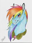  2015 blue_fur bust_(disambiguation) element_of_harmony equine friendship_is_magic fur hair horse luna68 mammal multicolored_hair my_little_pony pegasus pink_eyes rainbow_dash_(mlp) rainbow_hair scar smile solo tagme teeth wings 