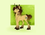  braided_hair brown_hair cutie_mark equine fan_character female fur green_eyes hair hooves horn looking_at_viewer luna68 mammal my_little_pony realistic simple_background solo standing teeth unicorn white_background wolvye yellow_fur 