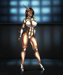  2015 android antelope big_breasts breasts brown_hair eliana-asato female gazelle hair long_hair machine mammal metal nude robot solo standing 