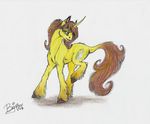 brown_hair cutie_mark equine fan_character female feral friendship_is_magic fur green_eyes hair hooves horn horse luna68 mammal my_little_pony pony shadow simple_background solo standing unicorn white_background wolvye yellow_fur 
