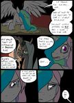  changeling crying dialogue duo english_text equine friendship_is_magic fur hair horn mammal metal_(artist) multicolored_hair my_little_pony princess_celestia_(mlp) queen_chrysalis_(mlp) speech_bubble tears text winged_unicorn wings 