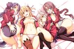  alisa_reinford animal_ears ass breasts eiyuu_densetsu emma_millstein fie_claussell laura_s_arseid megane open_shirt pantsu seifuku shikei swimsuits tail thighhighs 