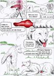  anatomically_correct animal_genitalia animal_penis animal_pussy balantes_tueri butt canine canine_penis canine_pussy caprine caprine_pussy comic cunnilingus dialogue dog english_text fellatio female feral feral_on_feral group group_sex knot male male/female mammal meadow mixxiwuff oral penis presenting presenting_hindquarters pussy restricted_palette sex sheep text threesome tongue tongue_out vaginal 
