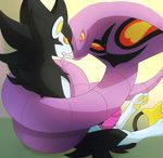  2016 absurd_res ambiguous_gender arbok blitzdrachin duo fangs feral forked_tongue hi_res hypnosis luxray male mind_control nintendo penis pok&eacute;mon smile tongue tongue_out video_games 