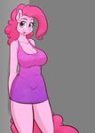  2016 anthro anthrofied big_breasts blue_eyes breasts cleavage clothed clothing dress earth_pony equine eyelashes female friendship_is_magic hair hands_behind_back hi_res horse long_hair looking_at_viewer mammal my_little_pony pink_hair pinkie_pie_(mlp) pony scorpdk solo tongue tongue_out 