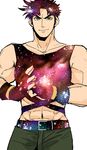  absurdres crop_top fingerless_gloves gloves highres jojo_no_kimyou_na_bouken joseph_joestar_(young) male_focus midriff sachiko_(rinana239) solo star star_print 