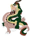  big_breasts breasts dragon dragontaur eastern_dragon grin horn human hybrid mammal multi_penis multi_vagina orgasm paws penis scalie sex slinkydragon thelionfish transformation 