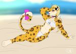  anthro bikini bulge calheb-db clothed clothing collar crossdressing feline girly male mammal smile solo swimsuit thick_thighs wide_hips 