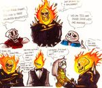  asriel_dreemurr bone boss_monster caprine clothing crossover eyewear fire ghost_rider glasses goat grillbys jacket mammal marvel papyrus sans skeleton skull speech_bubble superhero tears undertale video_games 