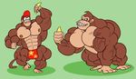  abs banana biceps big_muscles diddy_kong donkey_kong_(character) donkey_kong_(series) duo food fruit guzreuef male mammal monkey muscular nintendo nipples pecs primate serratus video_games 