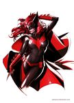  1girl bat_symbol batarang batwoman belt bodysuit cape dc_comics gauntlets kate_kane lipstick mask red_gloves red_hair solo 