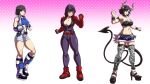  belt blush breasts cleavage cosplay gloves jacket kazama_asuka kazama_jin_(cosplay) large_breasts leather leather_pants no_bra open_clothes open_jacket pants tekken 